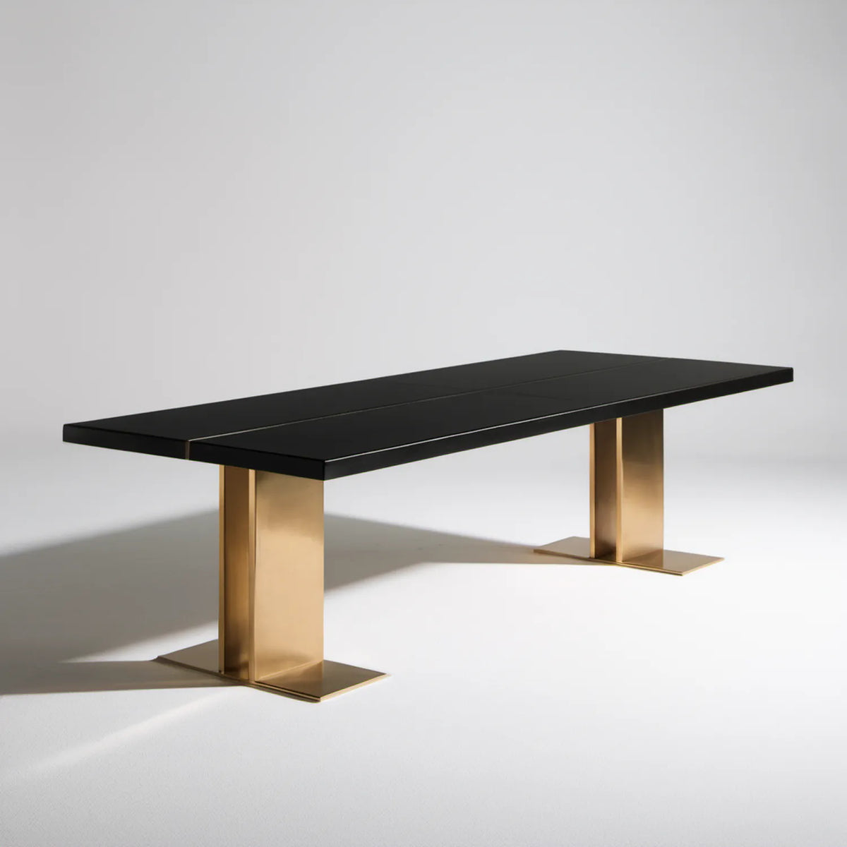 Prostokątny stół jadalniany 180 x 90 x 75 cm, czarno-złoty, blat MDF i stalowa podstawa