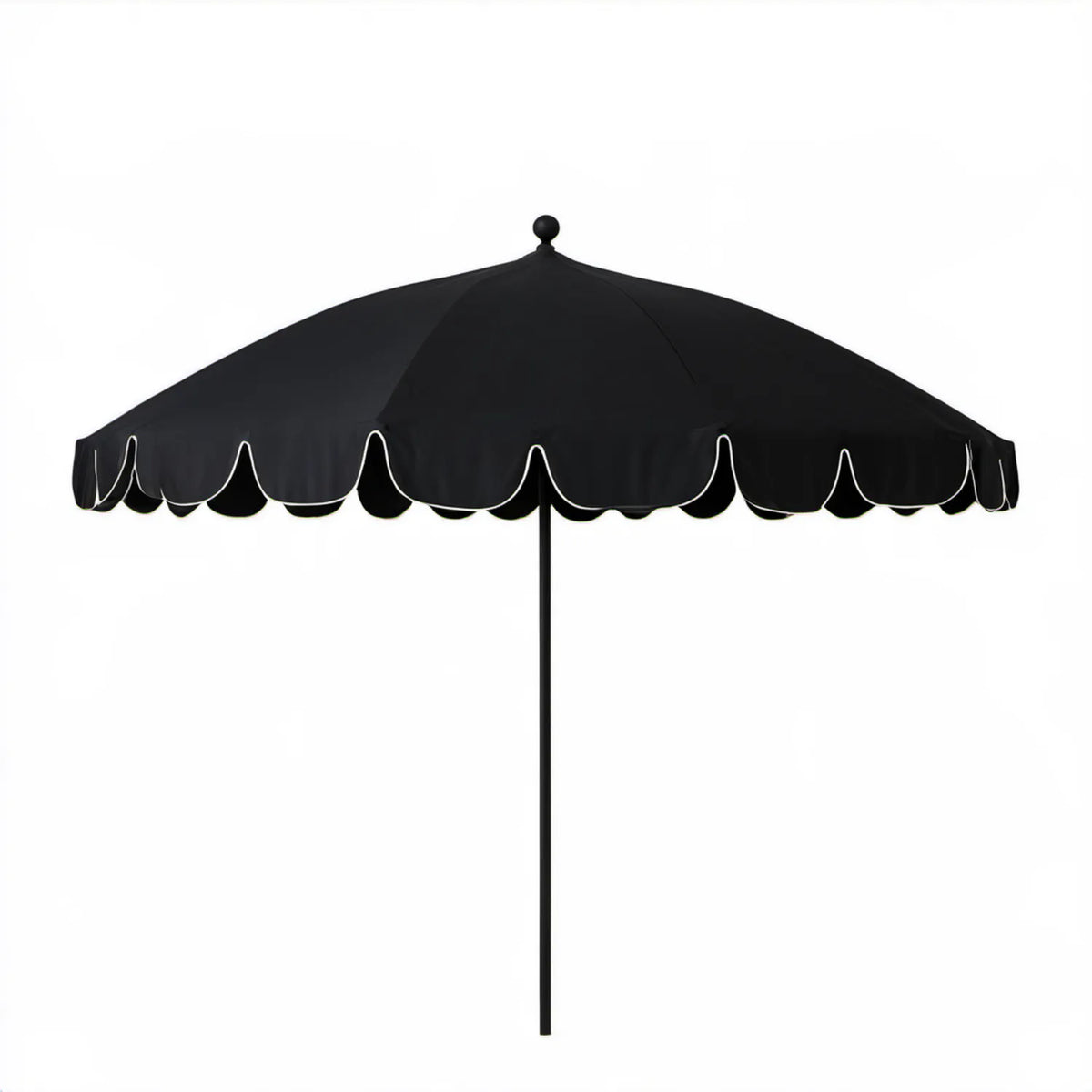 Czarny okrągły parasol ogrodowy Ø 300 cm z białą lamówką