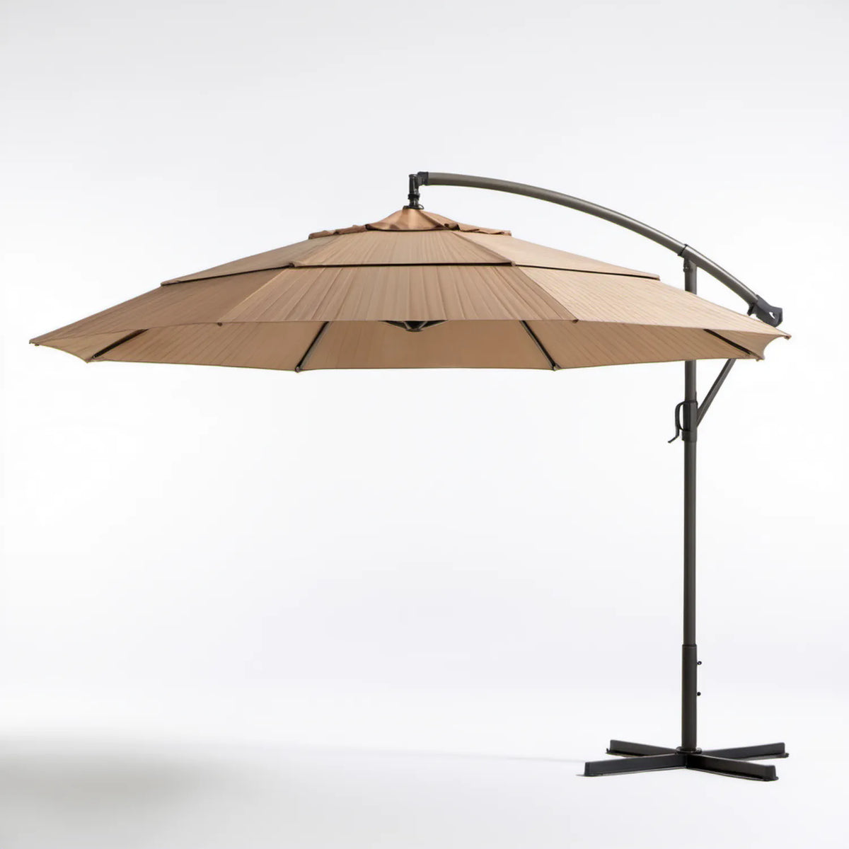 Beżowy parasol ogrodowy boczny Ø 300 cm, wysokość 245 cm, stalowy stelaż
