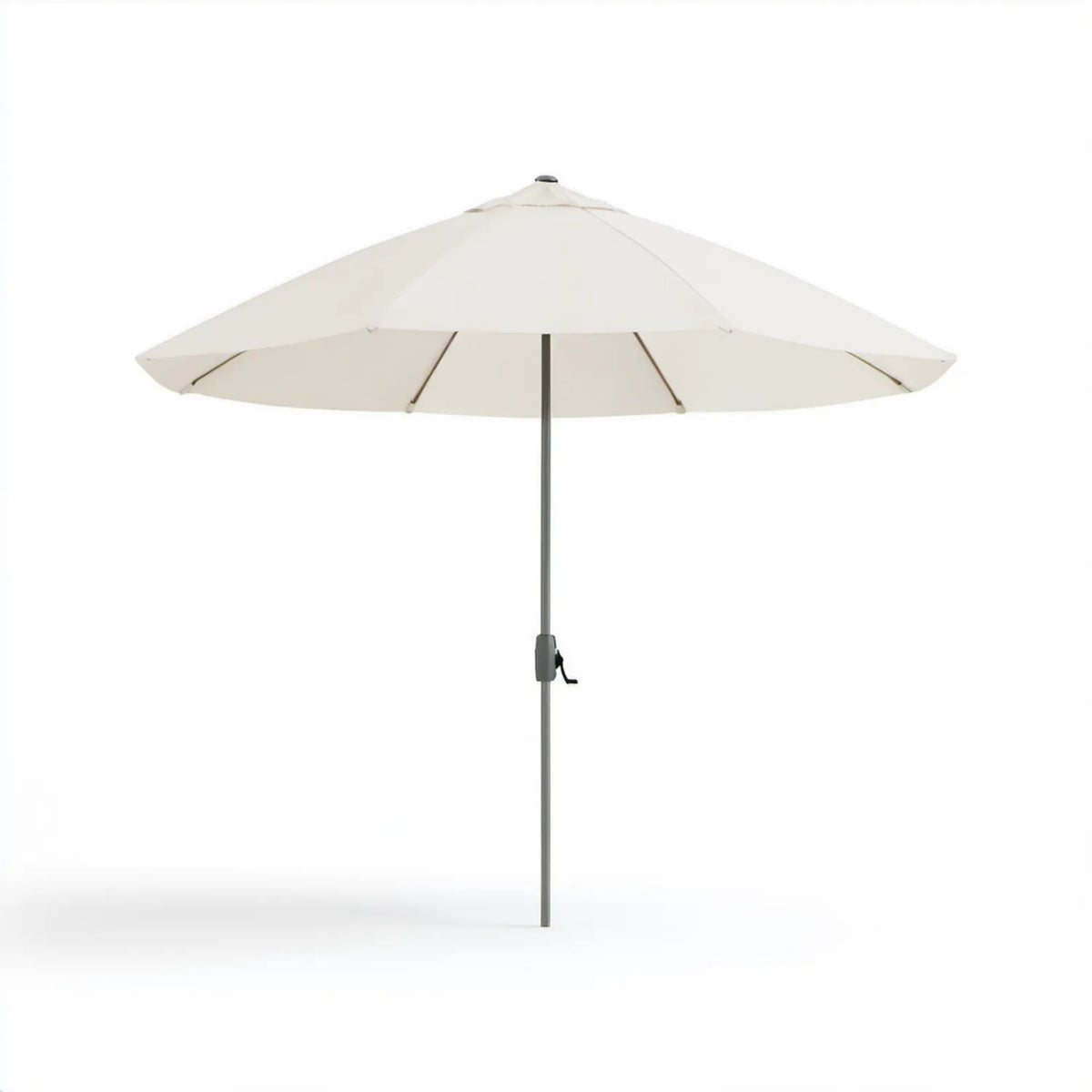 Kremowy okrągły parasol ogrodowy 300 cm z korbą, poliester i aluminium