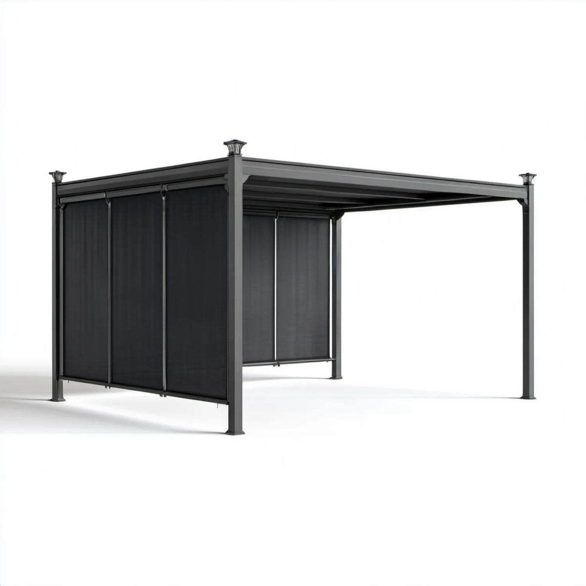 Prostokątna pergola ogrodowa aluminiowa z roletami bocznymi, antracytowa, 400 x 300 x 230 cm