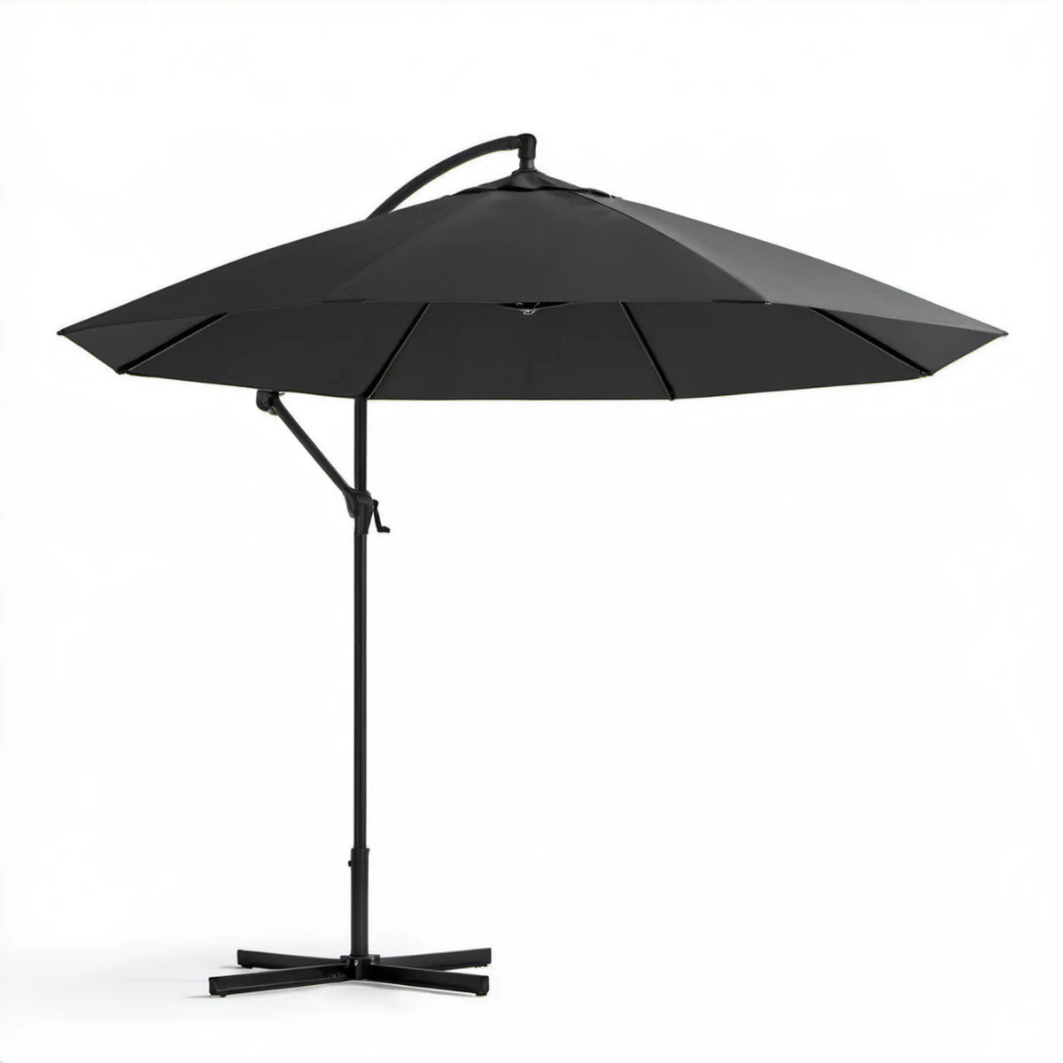 Czarny ośmiokątny parasol boczny 300 cm z regulacją nachylenia