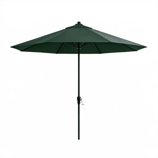 Parasol ogrodowy z korbą Ø 300 cm, wysokość 245 cm, ciemnozielony/czarny, poliester i stal