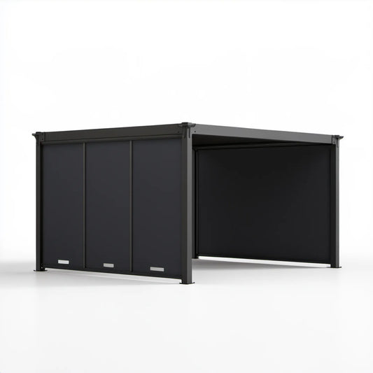 Aluminiowa pergola ogrodowa z 4 roletami bocznymi, antracytowa, 400 x 300 x 230 cm