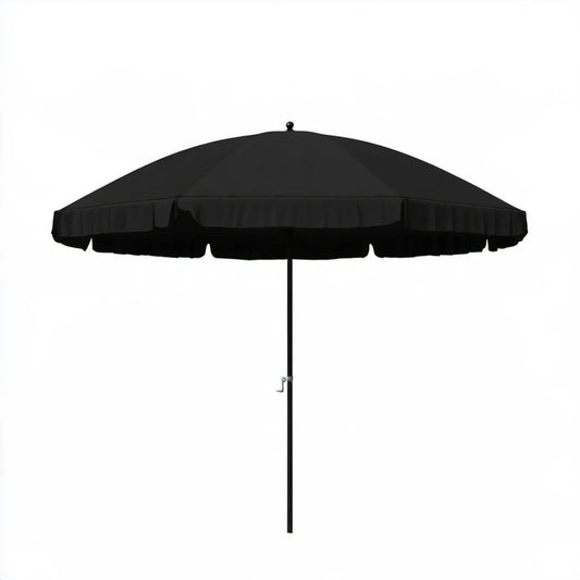 Czarny okrągły parasol ogrodowy 300 cm z korbką, poliester i stal