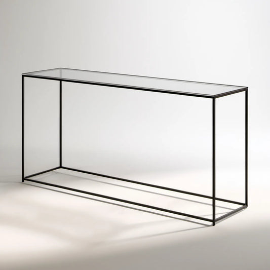 Czarna konsola ze szkła hartowanego i stali 120 x 35 x 80 cm