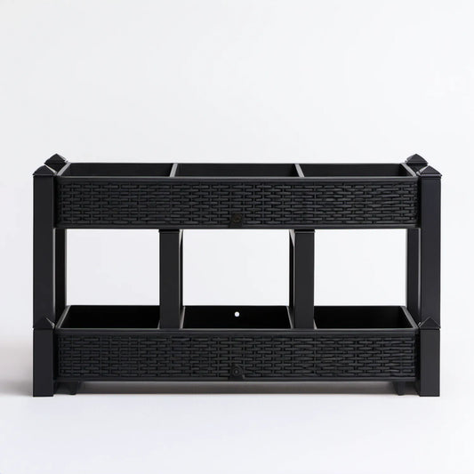 Czarna dwupoziomowa doniczka z polipropylenu 80 x 30 x 80 cm