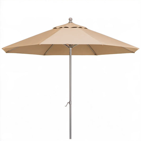 Beżowy ośmiokątny parasol ogrodowy Ø 300 cm, wysokość 250 cm