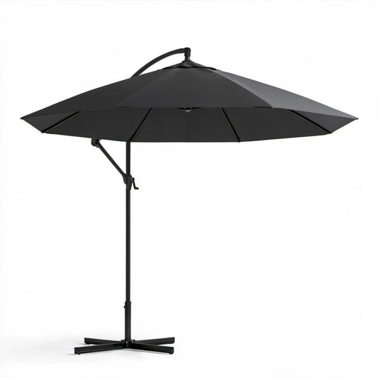 Czarny ośmiokątny parasol boczny 300 cm z regulacją nachylenia