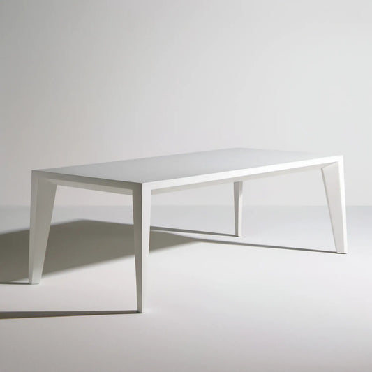 Biały prostokątny stół do jadalni 160 x 90 x 75 cm z MDF i drewna kauczukowego