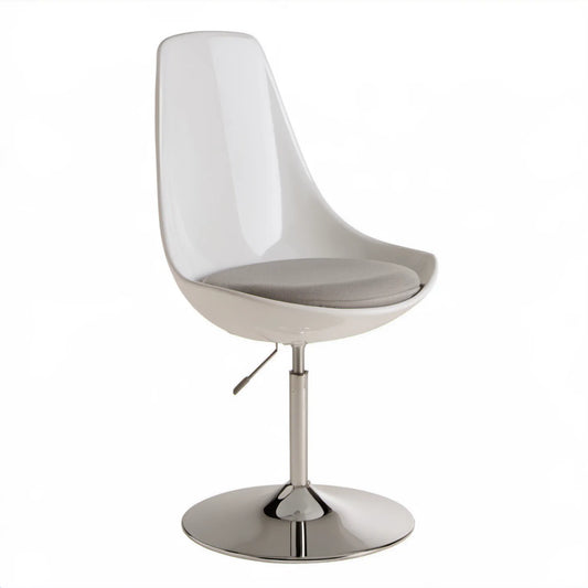 Obrotowe krzesło białe z szarą poduszką, regulacja wysokości 48 x 52 x 85–106 cm